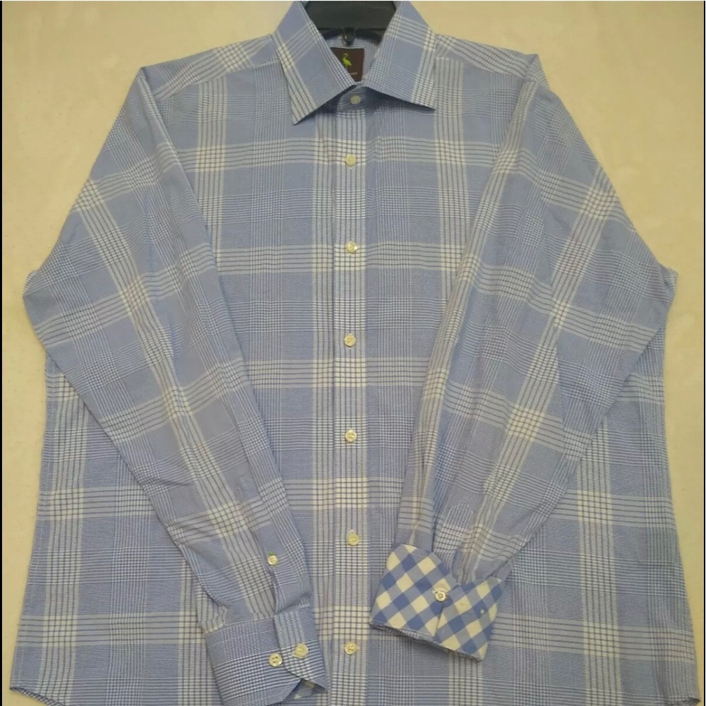 TailorByrd Collection Men M Blue Plaid Long Sleeve